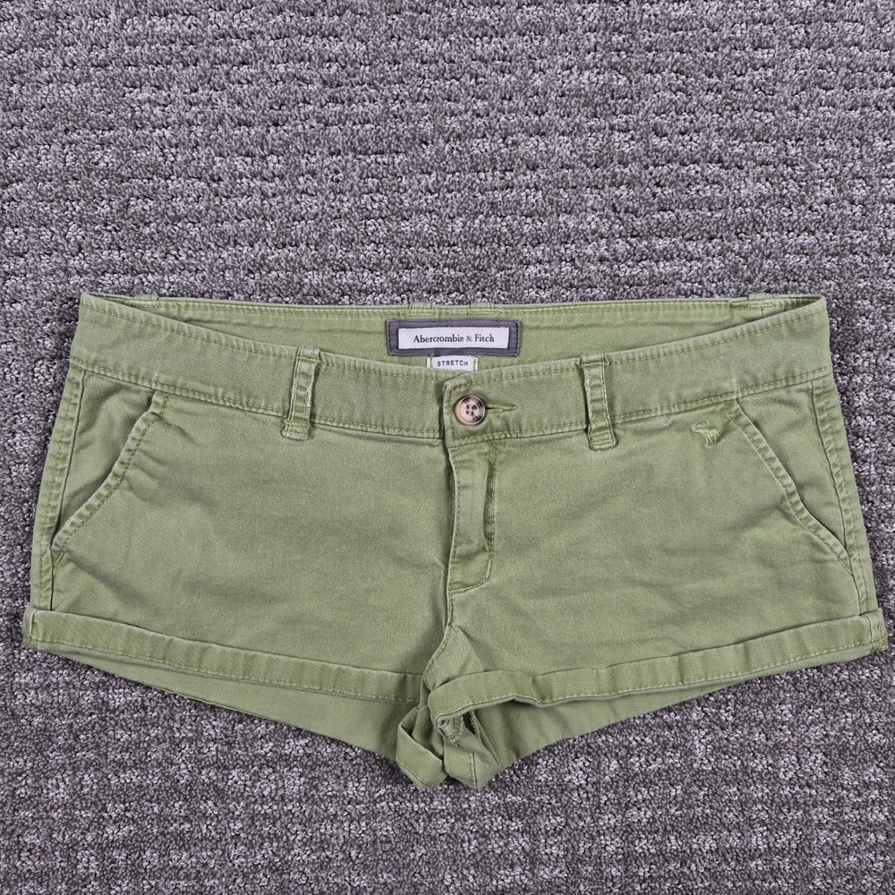 Abercrombie & Fitch Shorts Womens 10 Green Low Micro Mini Stretch Vintage Y2k
